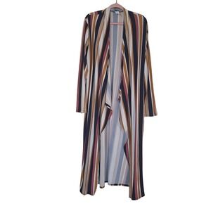 Vamp‎ Boho Plus Size 3X USA Made Open Duster Cardigan Multi Color Striped Womens